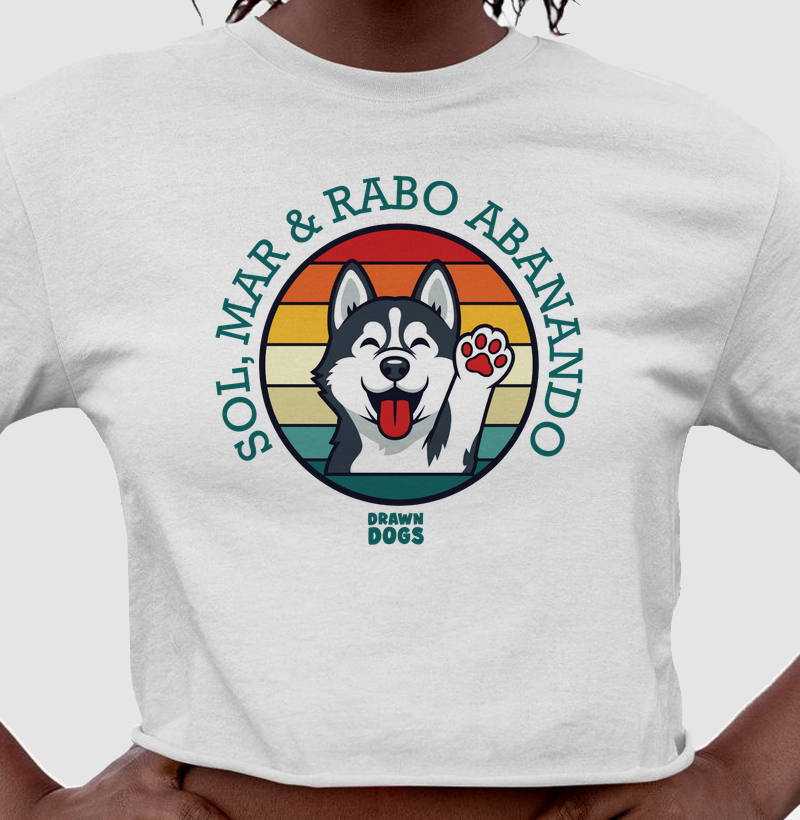 Sol, mar & rabo abanando estampa redonda