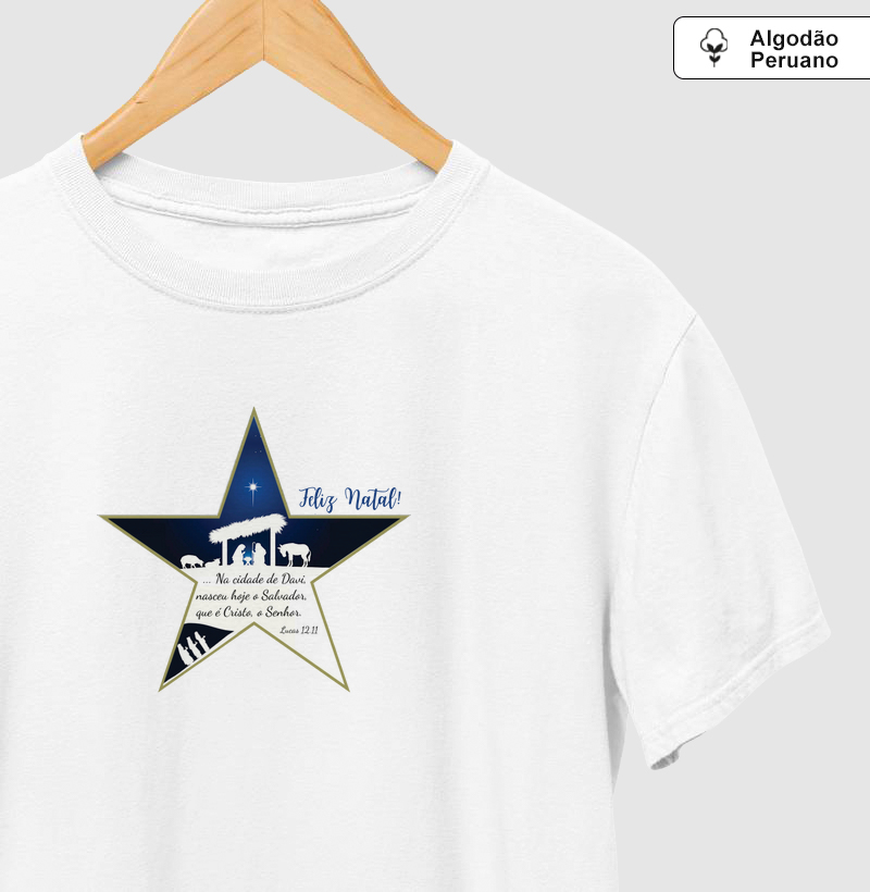 CAMISETAS EM ALGODÃO PERUANO ESTRELA DE NATAL