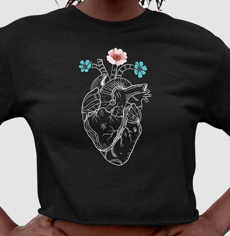 Cropped - Coração com Flores