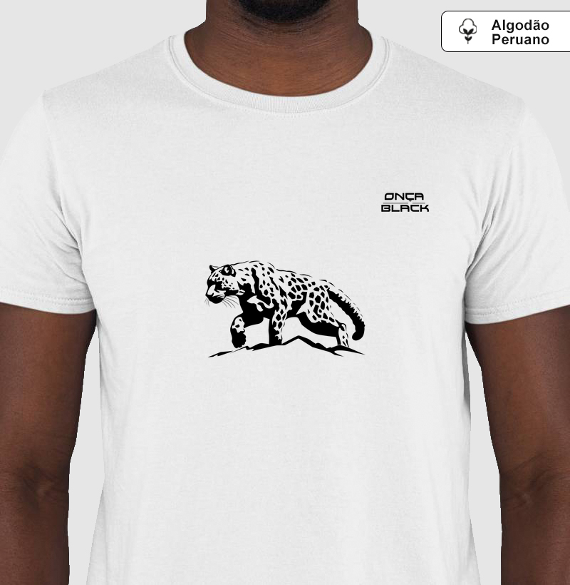 Camiseta Algodão Peruano - Onça Caminhando Minimalista