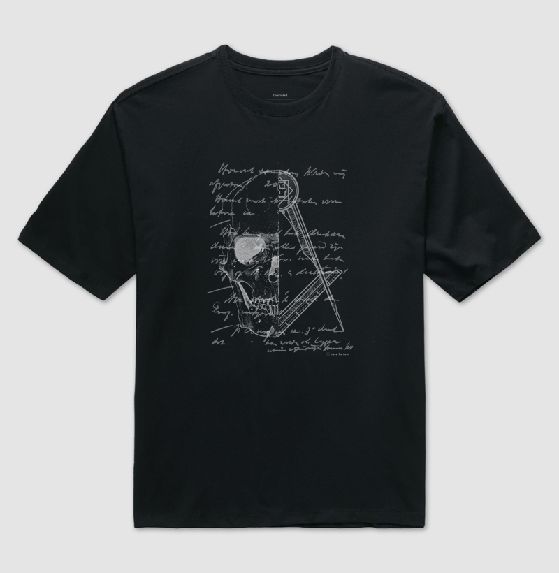 Camiseta maçonaria - Skull Manuscrito