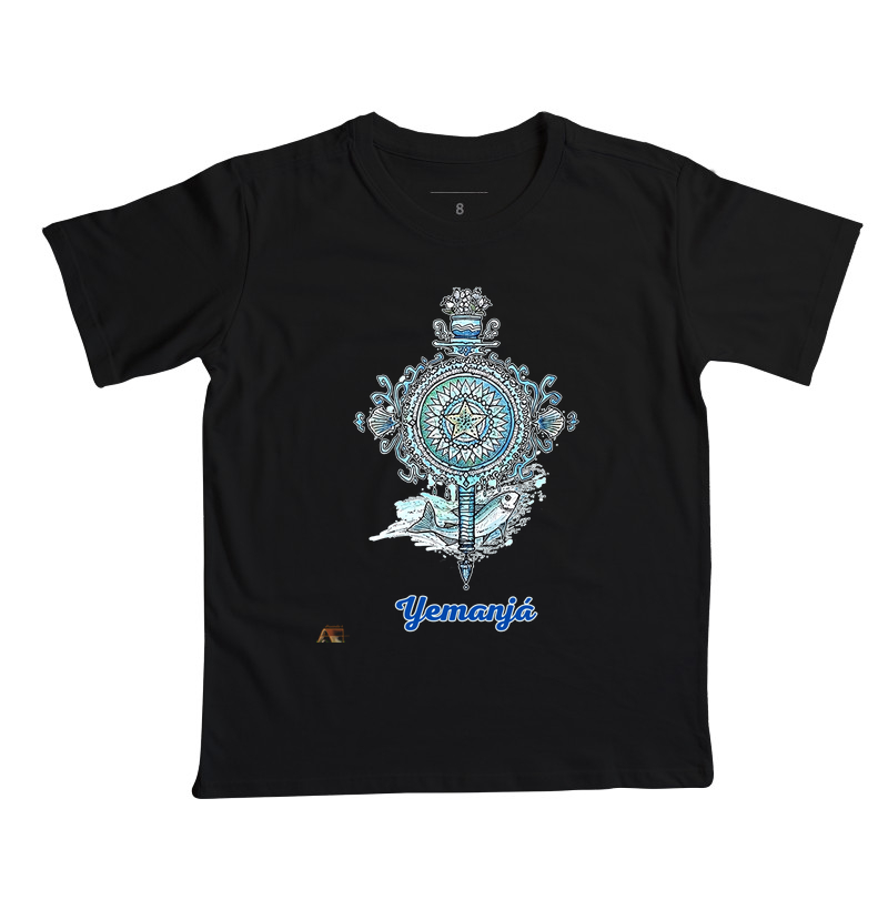 Camiseta Aruanda ê Abebê de Yemanjá Estilo em 100% Algodão