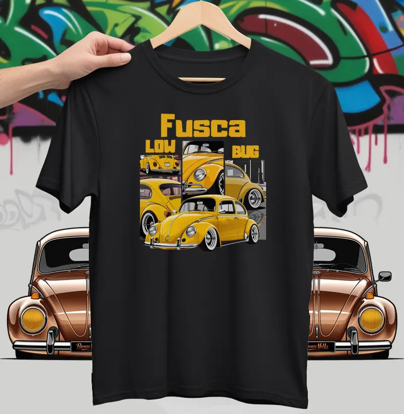 Camiseta Fusca Amarelo Montagem