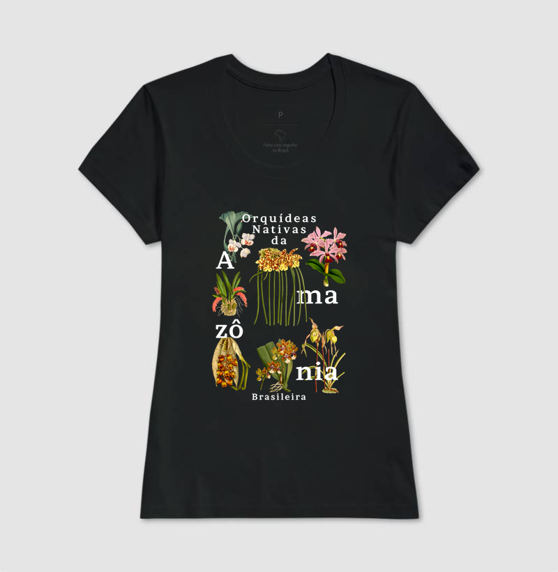 Camiseta Feminina Orquideas da Amazônia Brasileira