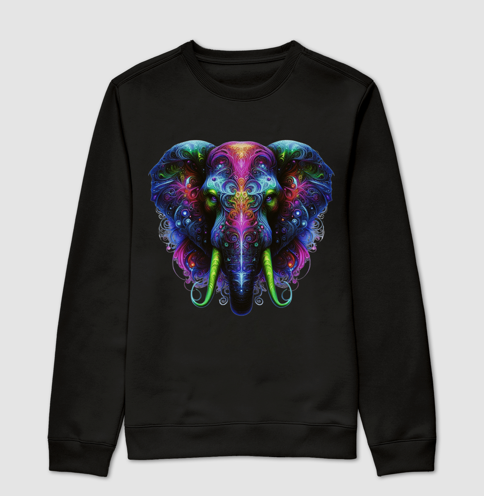 Elefante Psicodélico – Arte Surreal em Cores Vibrantes