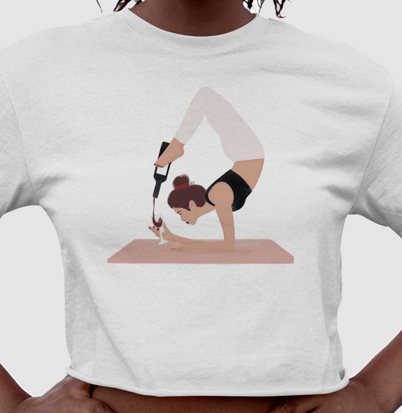 Camiseta Cropped Wine & Yoga