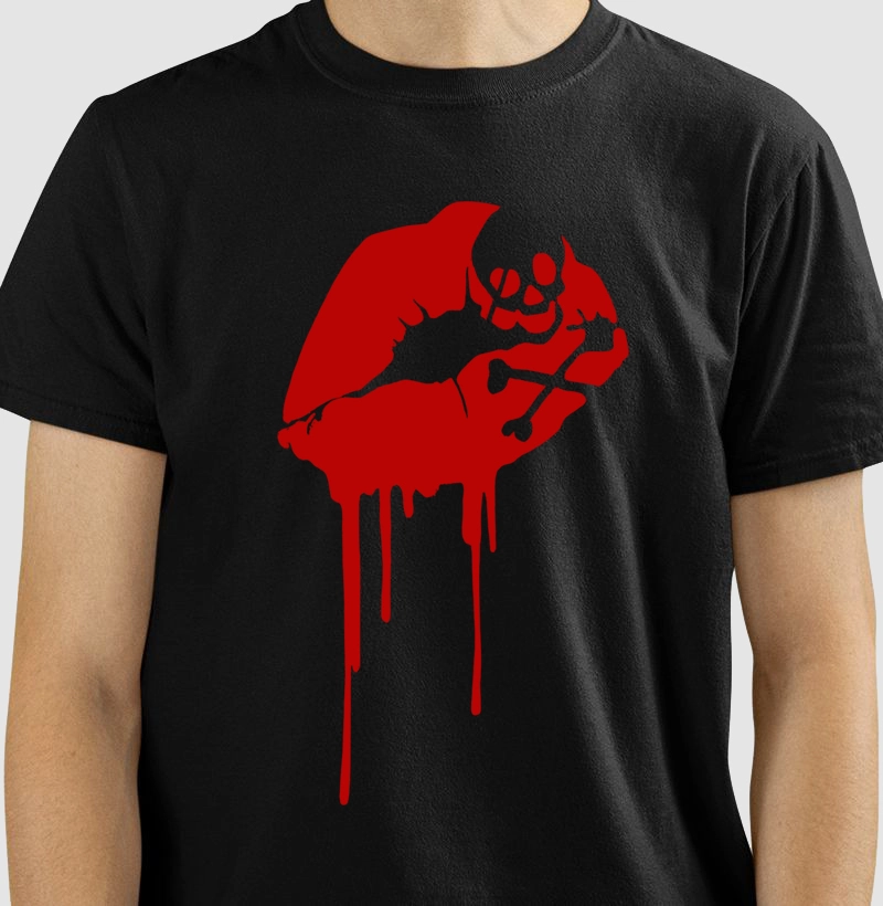 Kiss melting skull red