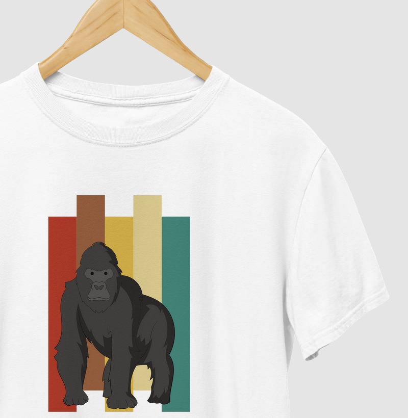Camiseta Animalis Gorila Em Cores 100% Algodão