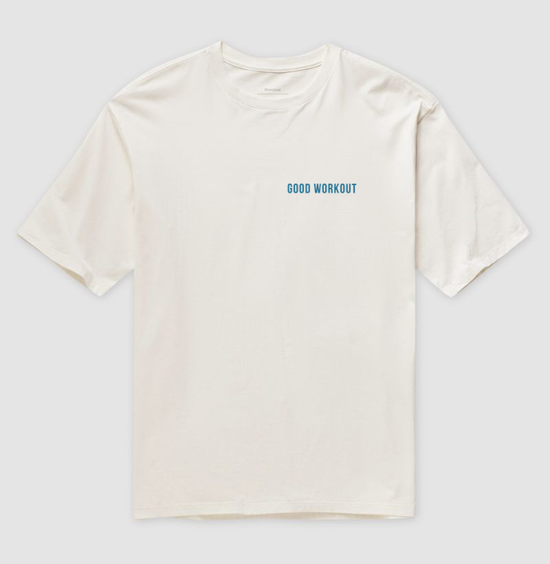 Oversized Good Workout Branca Logo Pequena Azul