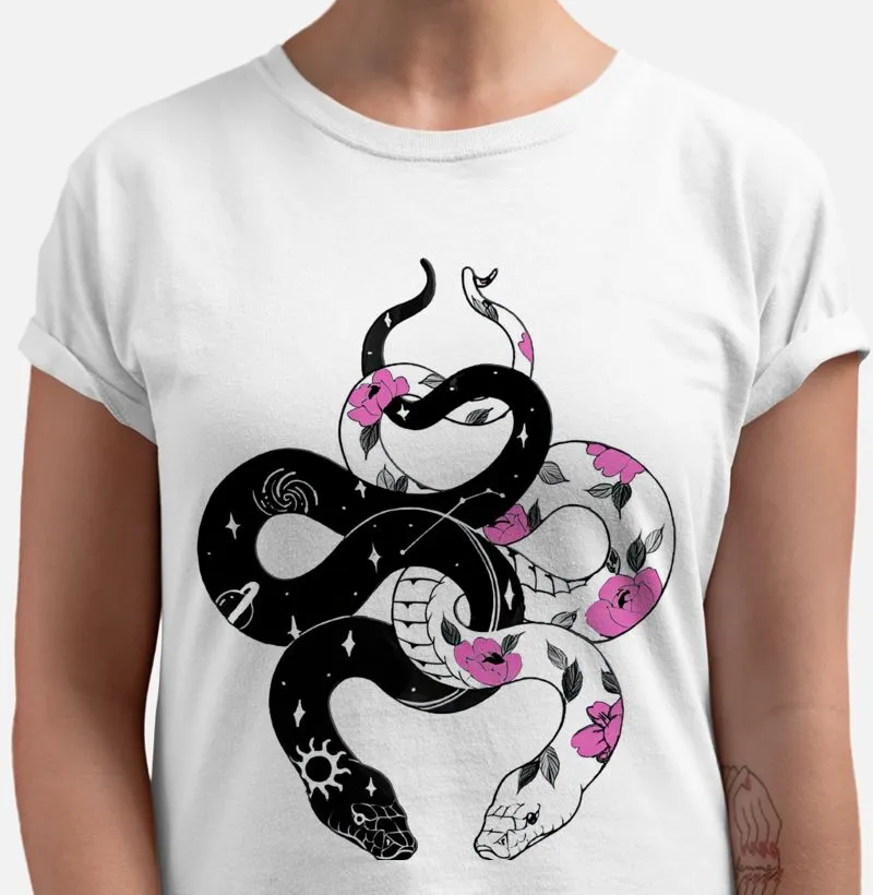 Cobras entrelaçadas yin e yang