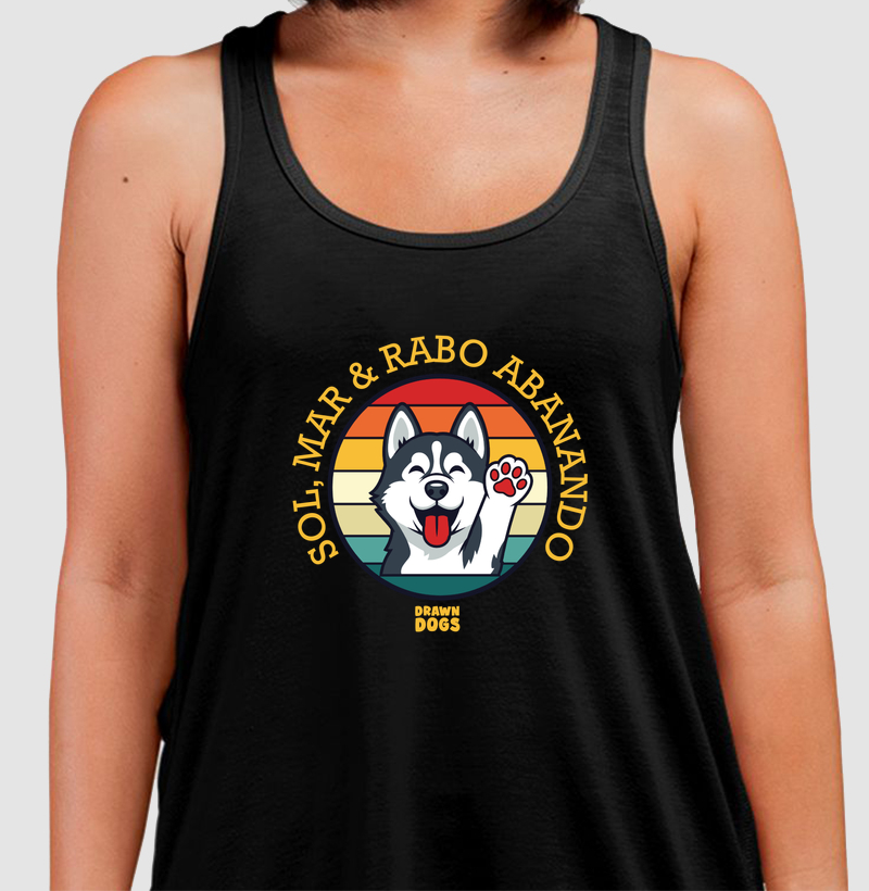 Sol, mar & rabo abanando estampa redonda