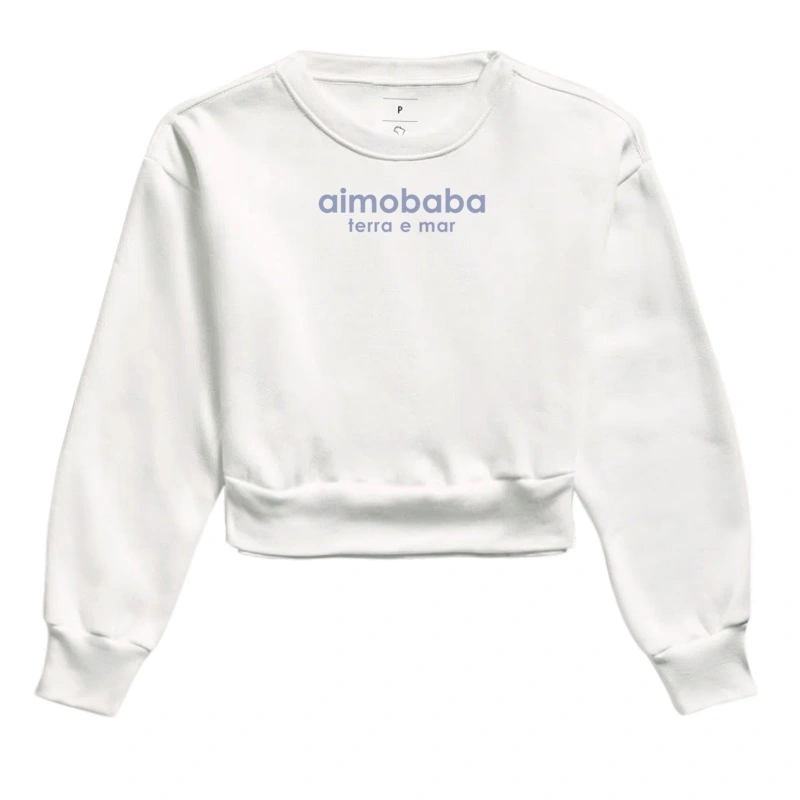 Moletom Cropped Aimobaba ATM branco
