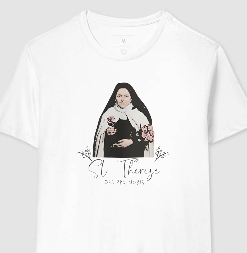 Camiseta Santa Teresinha Ora Pro Nobis em Algodão