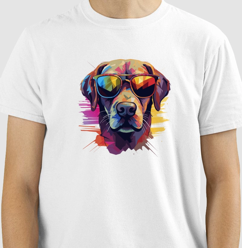 Cachorro Estiloso com Óculos - Desing em Splatter Aquarela