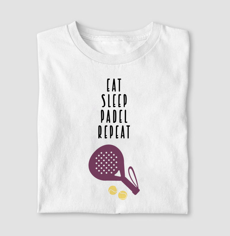 Eat Sleep Padel Repeat raquete e bolinha