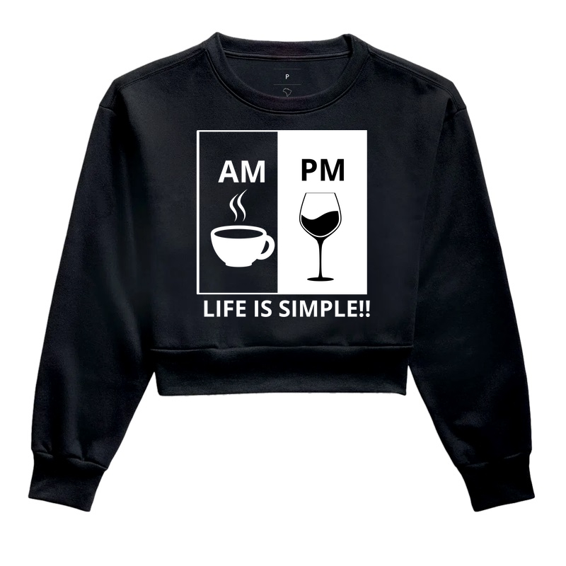 AM Café PM Vinho - Life is simple! - Preta