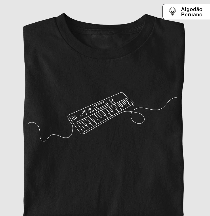 Camiseta Premium Minimalista Teclado Linha Contínua
