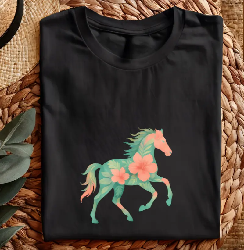 Cavalo Floral azul - Algodão 30.1 