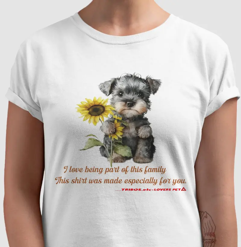 CAMISETA RESERVA.INK MASCULINA E FEMININA TRIBOS.etc PET DOG Sunflower Miniature Schnauzer