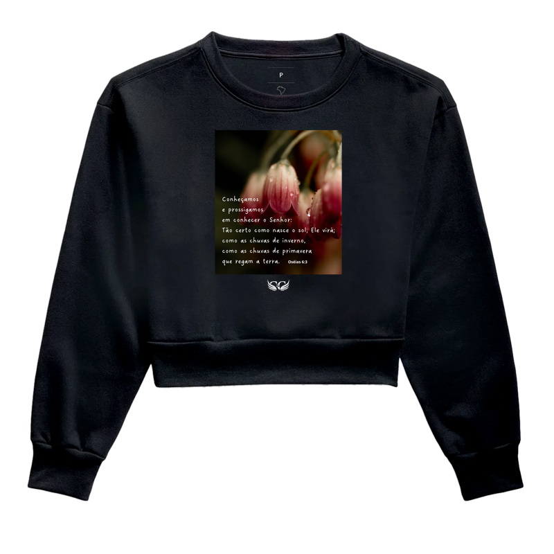  Camiseta Feminina Personalizada Conheçamos e Prossigamos em Conhecer ao Senhor. Oséias 6.3.