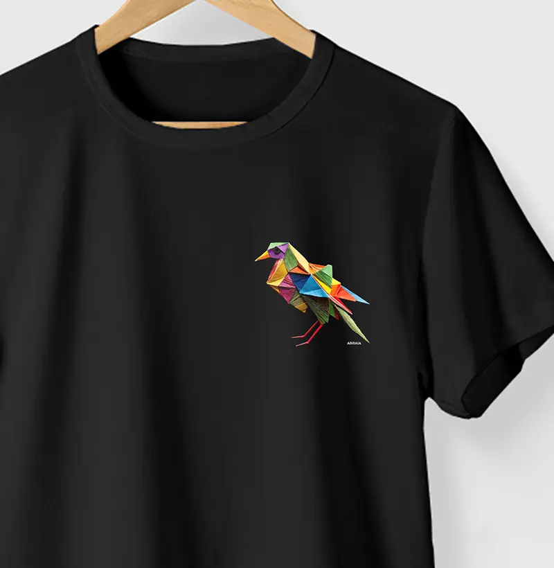Camiseta BIRD PAPER - PRETA - (100% Algodão)