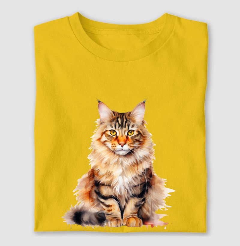 Gato Maine Conn aquarela