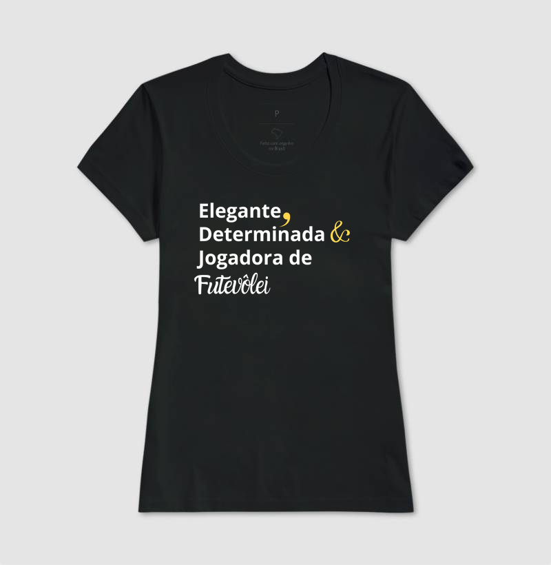 Camiseta elegante, determinada e jogadora de futevôlei