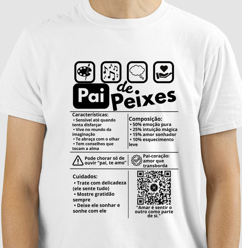 Camiseta Pai de Peixes – Amor Sonhador e Incondicional