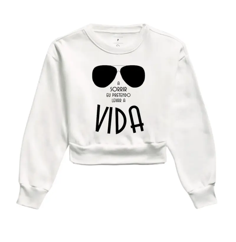 Moletom Cropped - A Sorrir