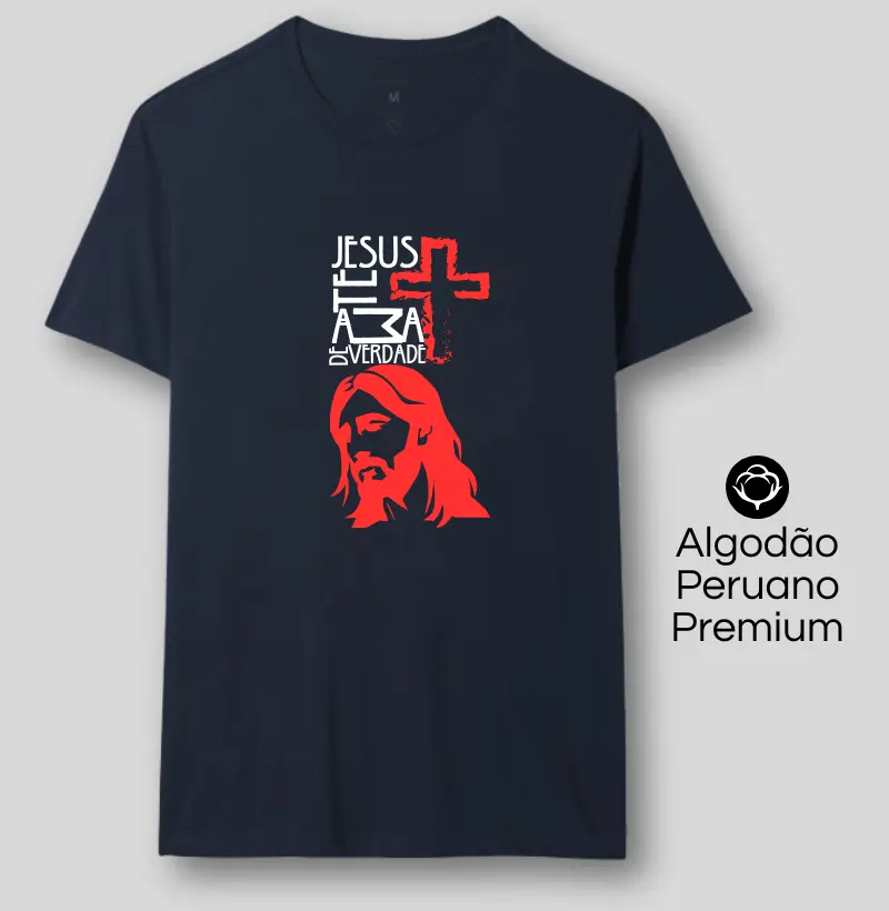 Estampa Jesus Te Ama De Verdade Azul Mar. Masc.