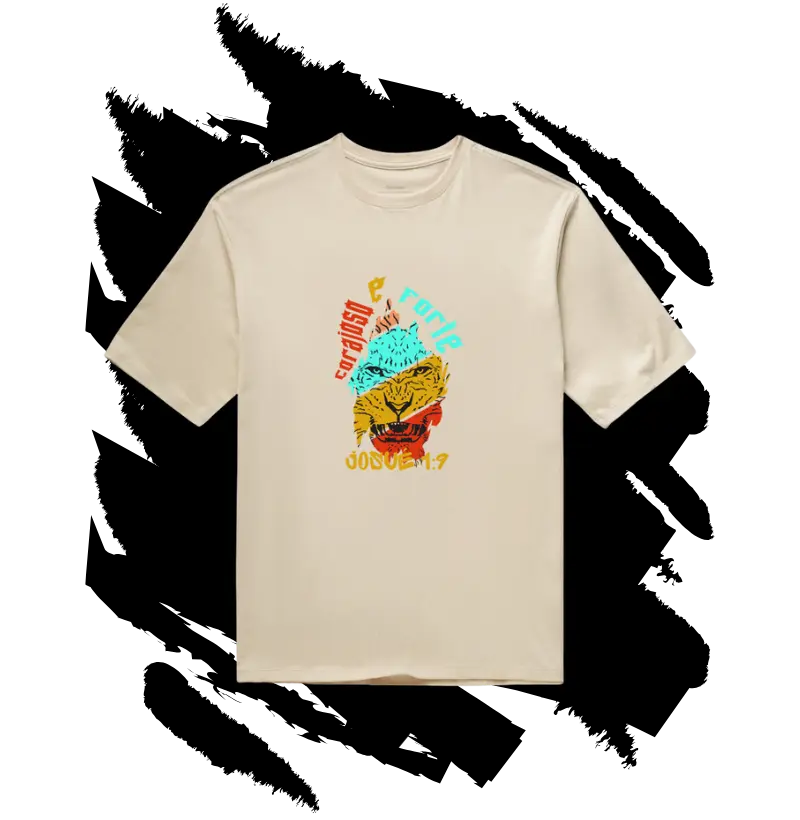 Camiseta Oversized Cristã - forte e corajoso
