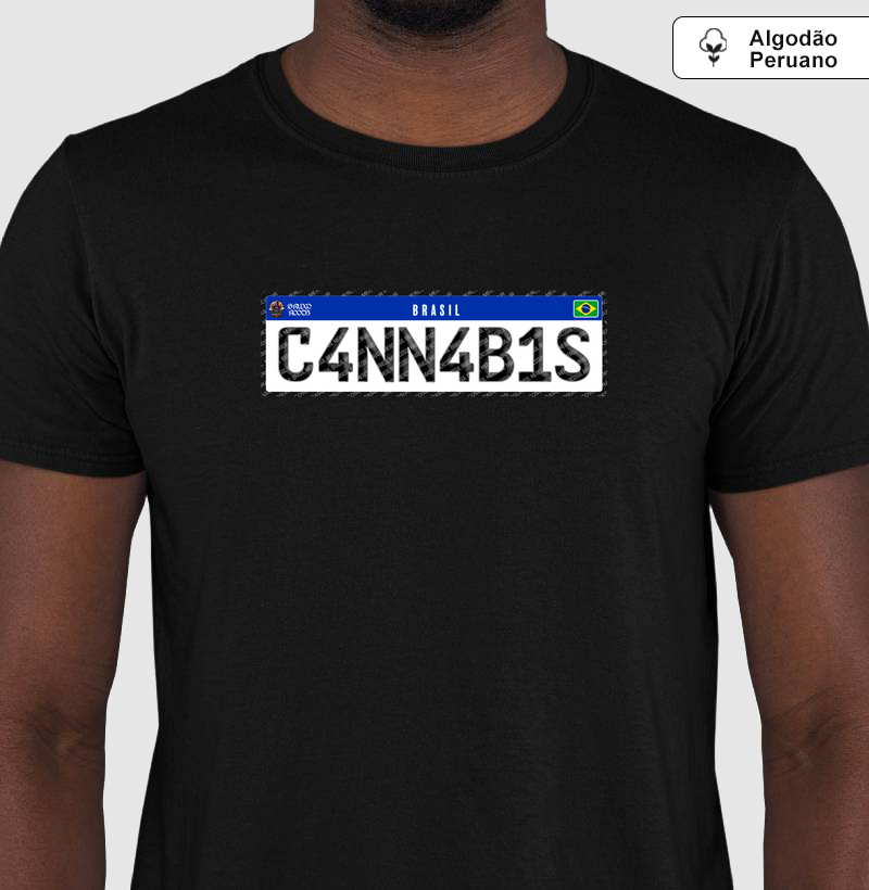 Camiseta Algodão Peruano Placa Cannabis
