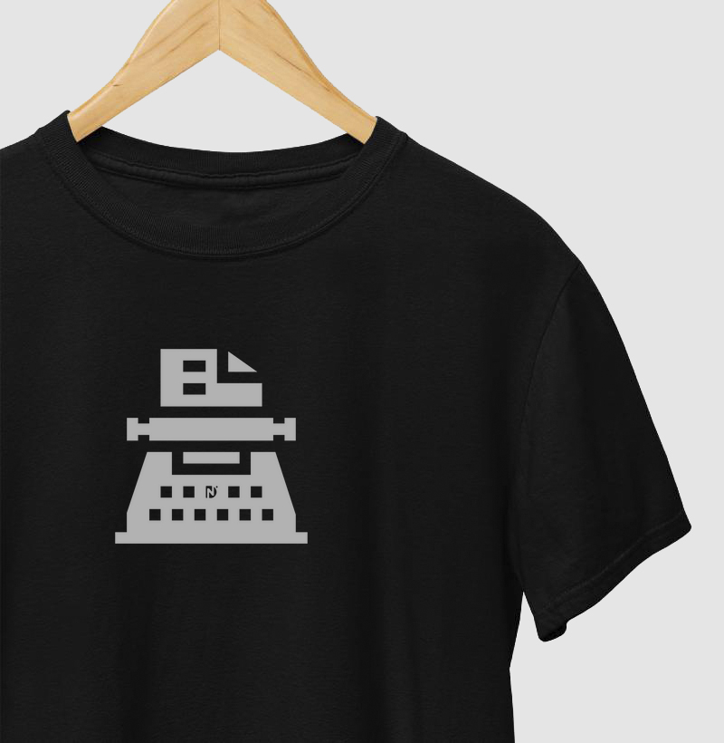T-shirt minimalista Máquina de Escrever 