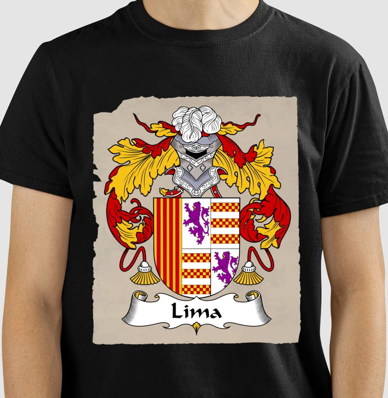 Camiseta Brasão Sobrenome Família Lima Moderno 
