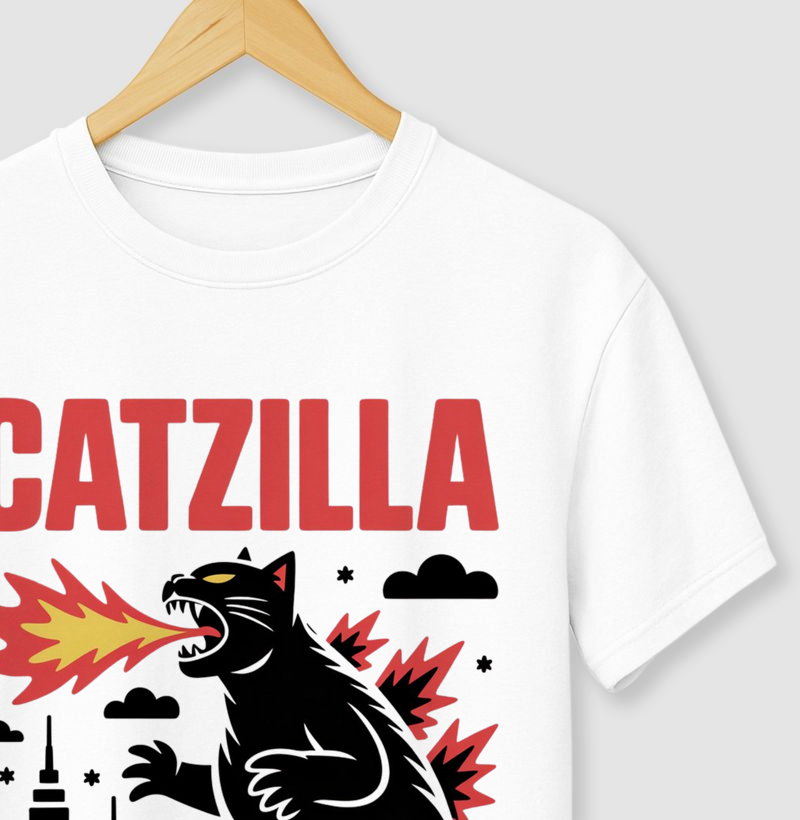 Camiseta "Catzilla" - O Rei dos Gatos-Monstro