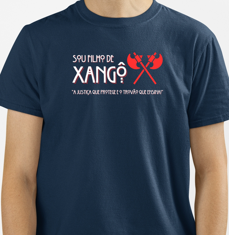 Camiseta Filho Xangô e Justiça Sombreado Azul Marinho