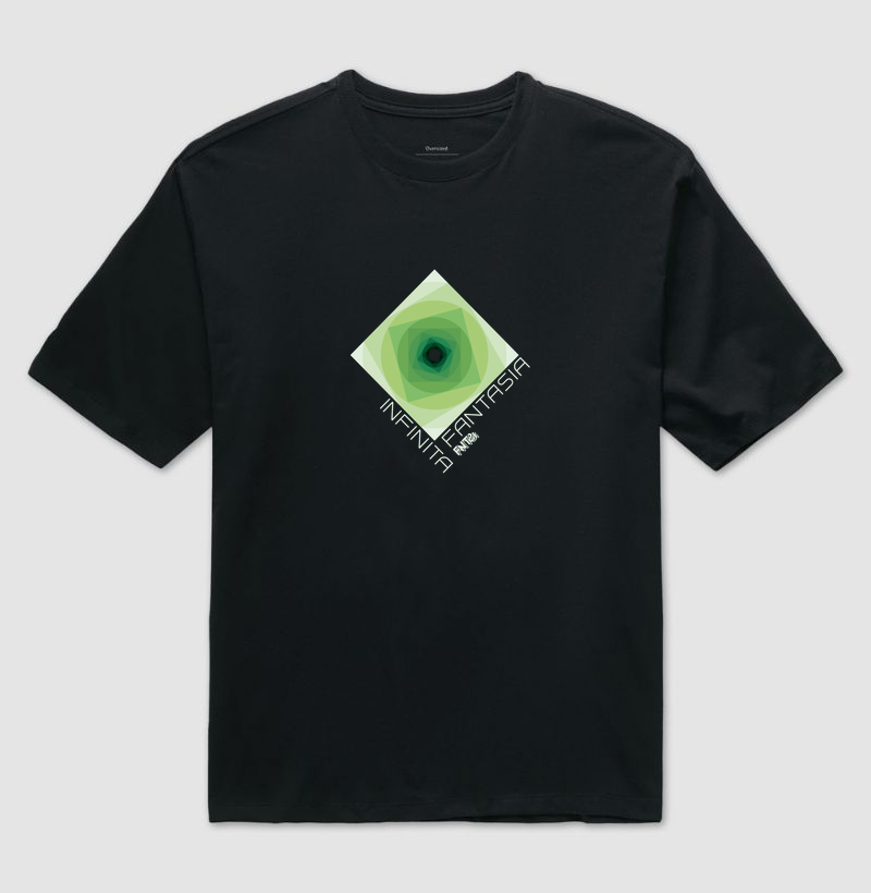 T-SHIRT OVERSIZED "INFINITA FANTASIA" / VERDE ESTAMPA MÉDIA