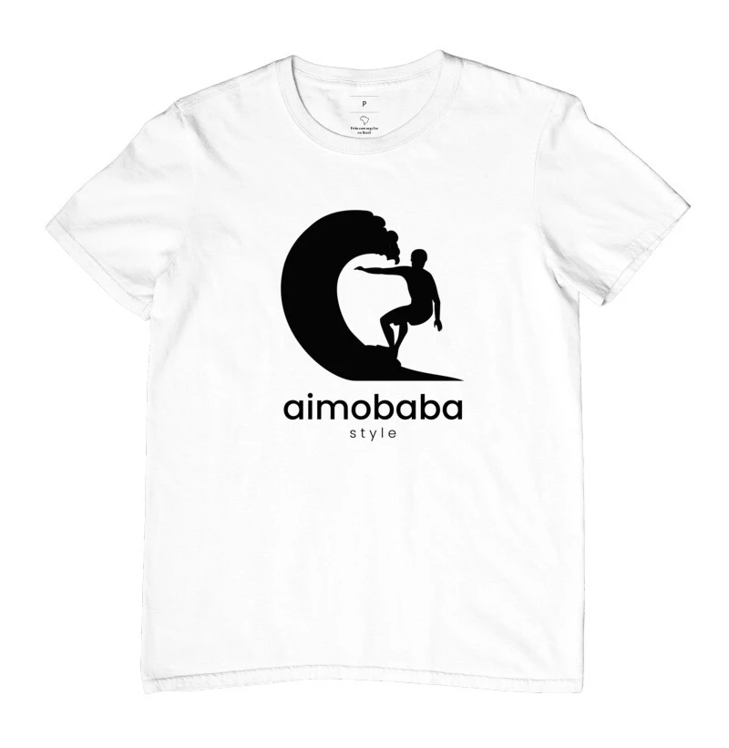 Camiseta Aimobaba Onda masculina branca