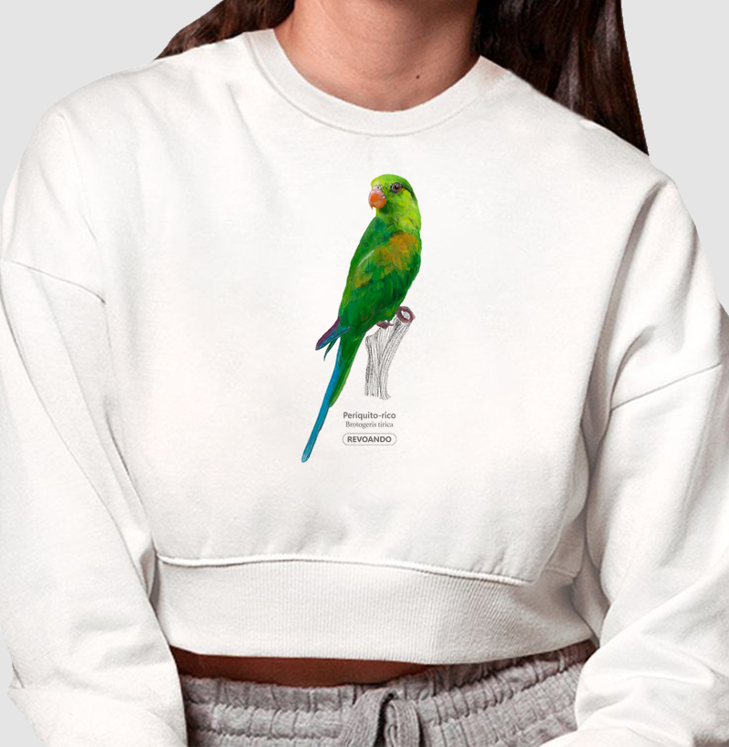 Aves do Brasil - Periquito-rico - Moletom Cropped