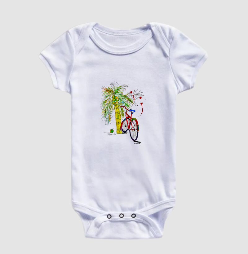 BODY INFANTIL BIKE AQUARELA COQUEIRO