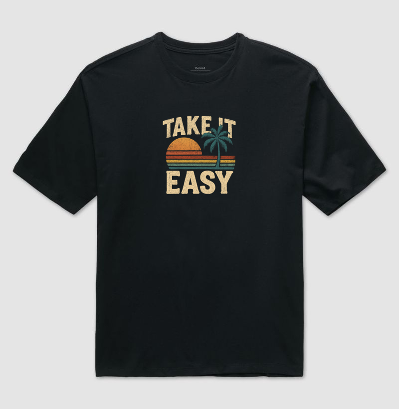 Camiseta Oversized Take It Easy Sunset | Posto80