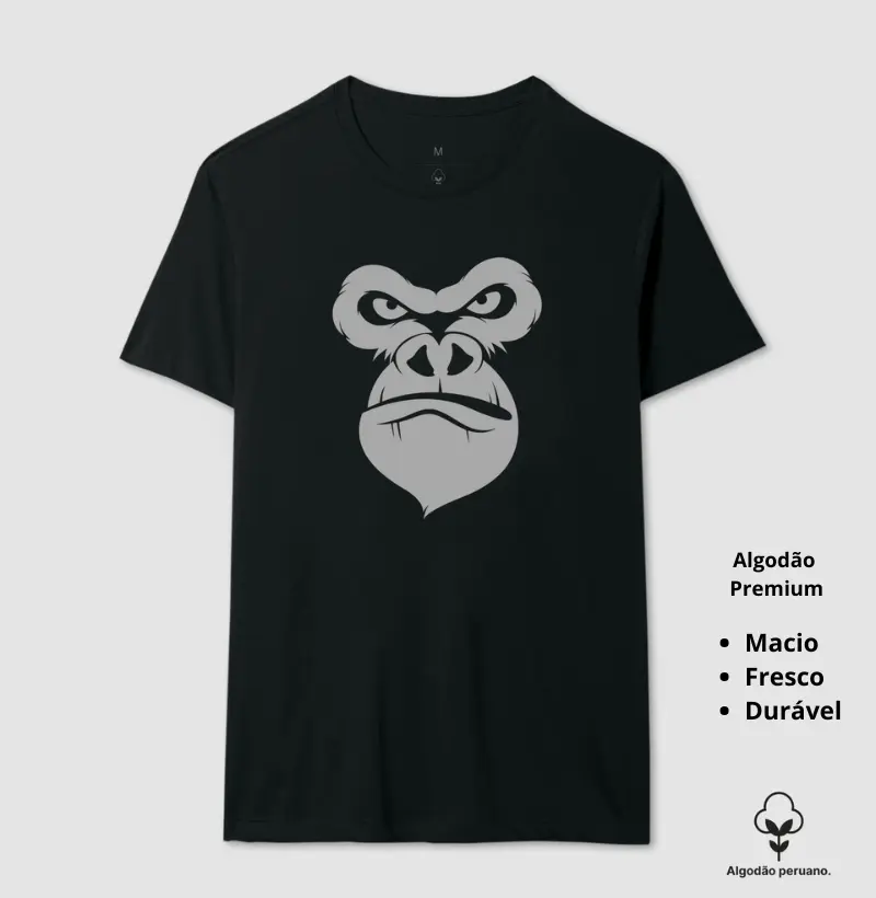 Camiseta Animalis Gorila Resmunga 100% Algodão Peruano 
