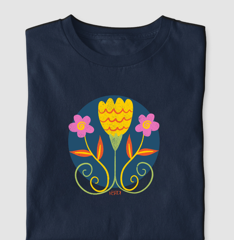 Desenho flores funco azul