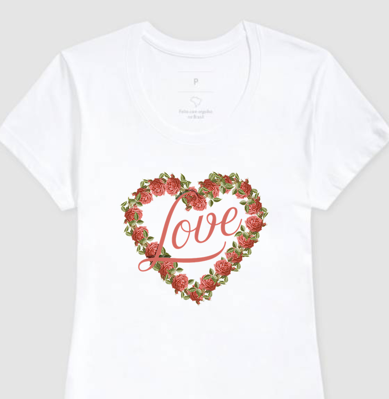 Camiseta Feminina Floral Love