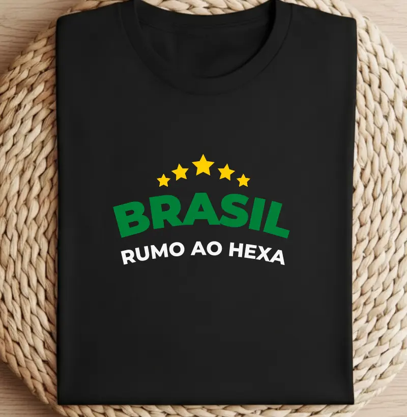 Camiseta Brasil Rumo ao Hexa | Torcida Brasileira | Copa do Mundo - Algodão Peruano