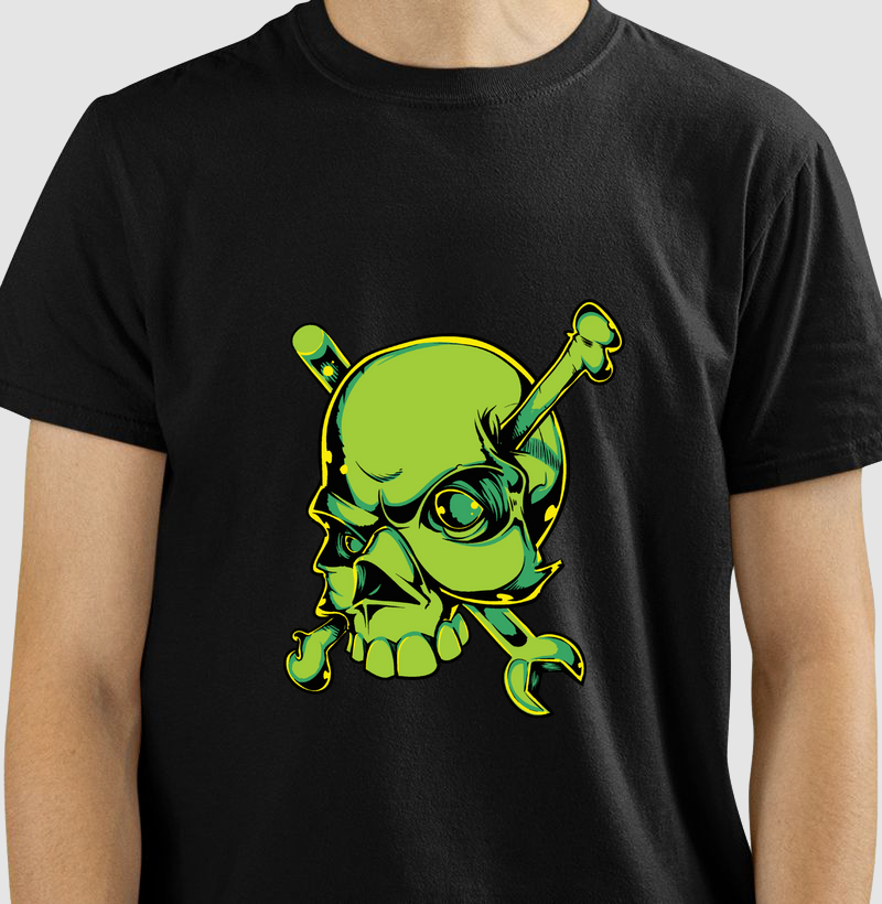 Camiseta green skull
