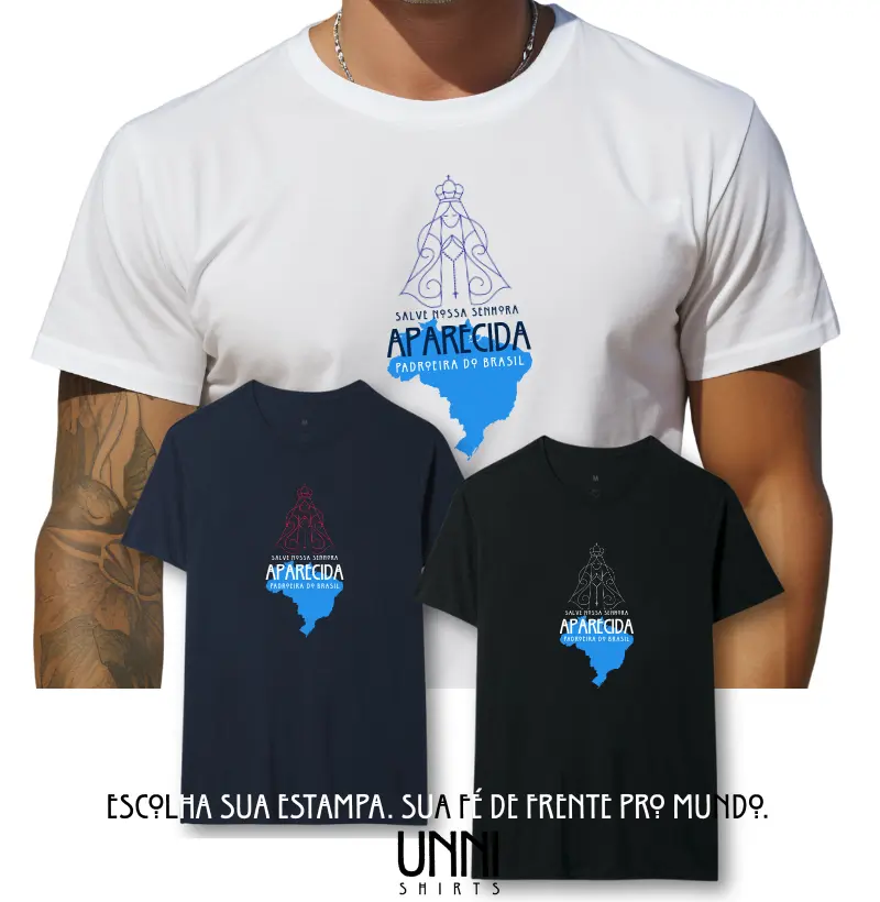 Estampa N.S Aparecida Padroeira do Brasil Branca Masc.