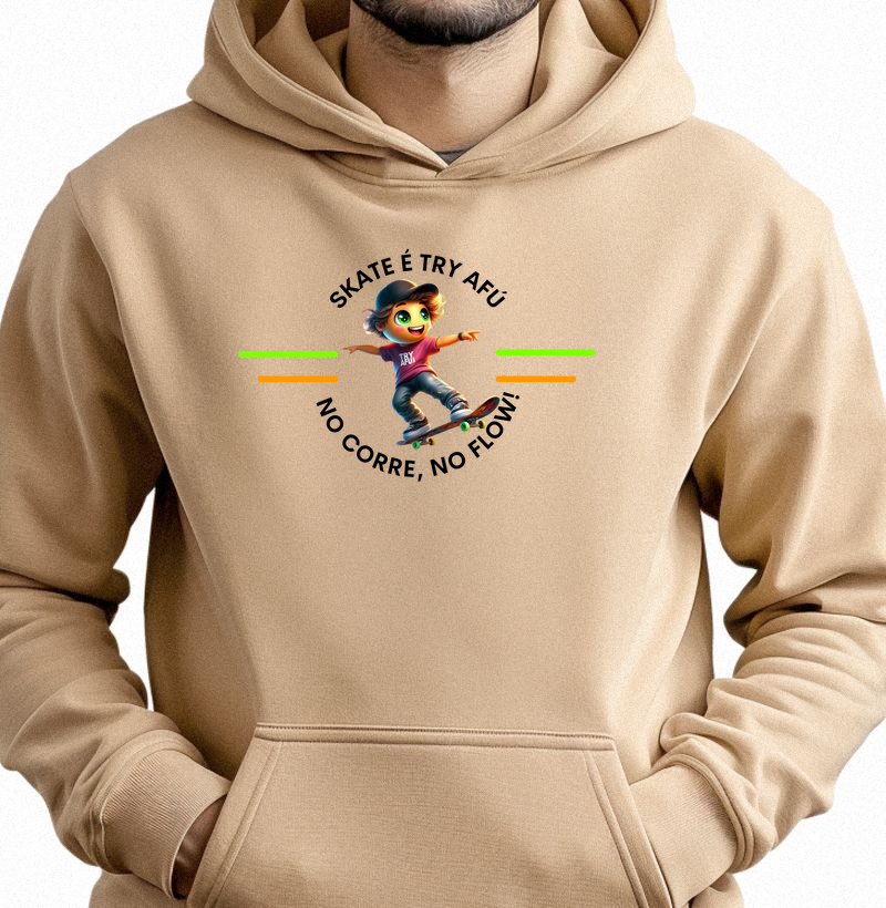 🔥🛹 Hoodie Slim o popular "Moletom Canguru" Estampa Exclusiva – Skate é Try Afú no Corre e no Flow! 🛹🔥