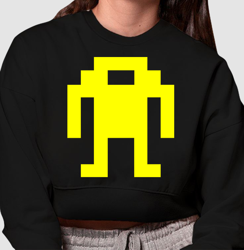 Yellow Pixel Droid – Think Tee - Cropped Moletom
