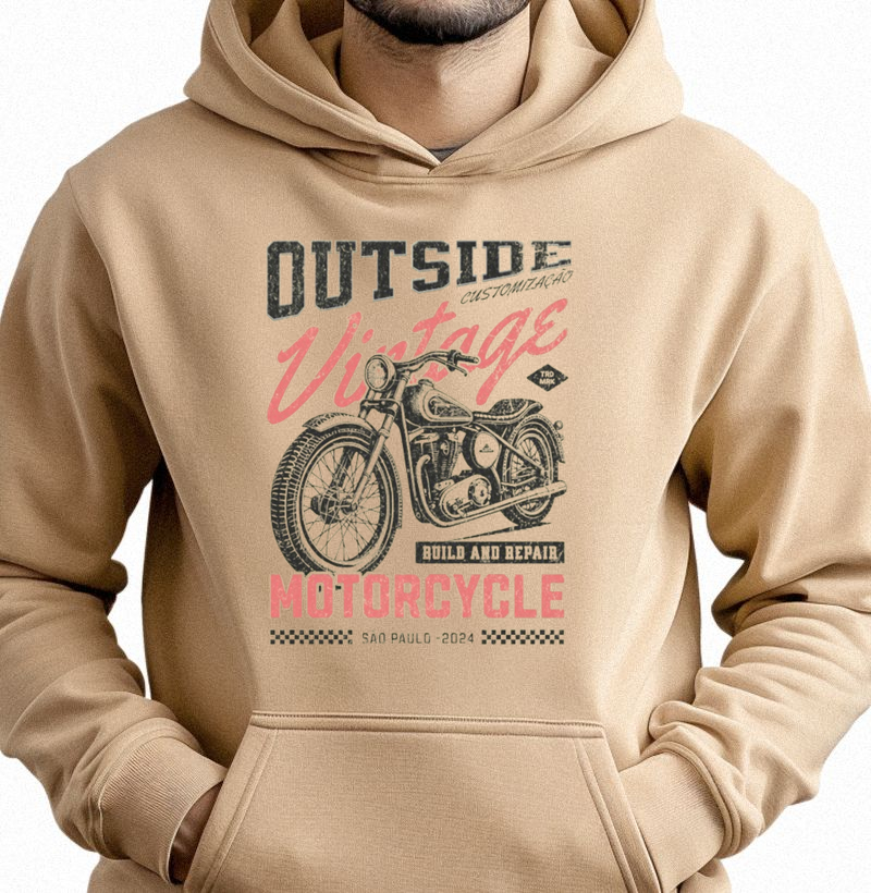 Moletom Canguru - Vintage Motorcycle